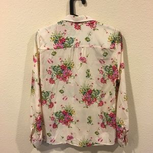 Tops - Floral cream button down blouse Tops - Floral cream button down blouse